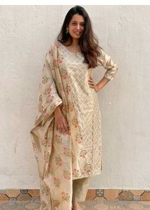 Elegant Beige Kurta Set with Dupatta