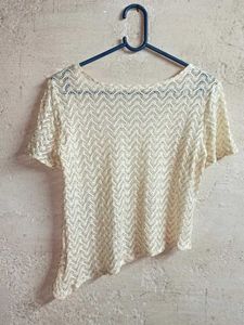 Sheer Knit Chevron Pattern Top