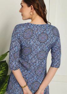 Blue Printed Short Kurta