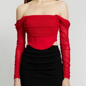 Chic Off-Shoulder Mesh corset Top