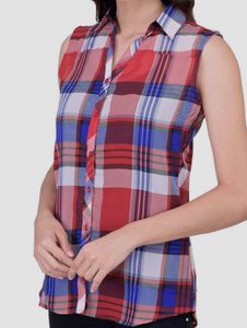 Trendif | Sleeveless Plaid Shirt