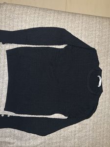 Zara Black Textured Knit Top