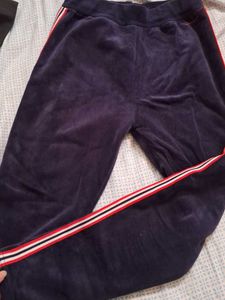 Velour Track Pants with Side Stripes