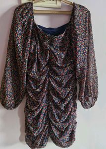 Chic Floral Ruched Mini Dress