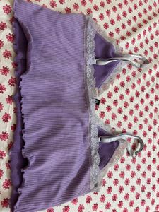 H&amp;M Lilac Lace Trim Cami Top