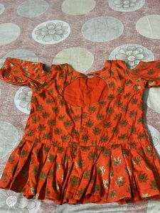 Orange & Gold Ethnic Blouse with balloon pant
