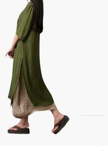 Linen Blend Midi Dress