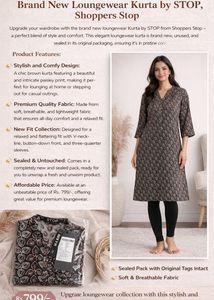 Shoppers Stop  Brown Printed New Kurta with tags