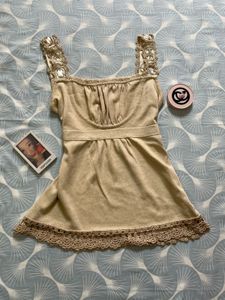 Sparkly Tank Top with Crochet Trim