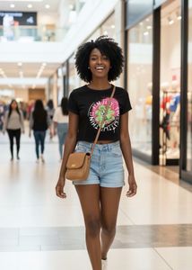 Black Graphic Crop Tee