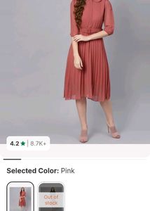 Dusty Rose Pleated Shirt Dress – Size M