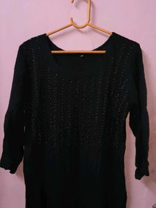 Elegant Black Embellished Kurta