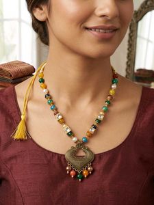 Boho Beaded Pendant Necklace