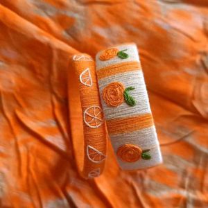 Handmade Orange Themed bangles