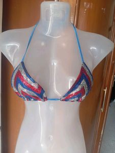 Sparkling Sequin Halter Bikini Top