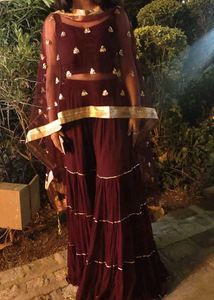 Burgundy Sharara Set