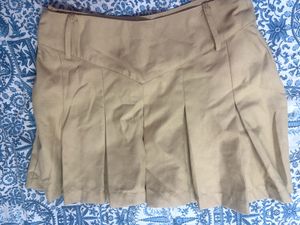 Biege Pleated Mini Skirt