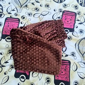 Brown Velvet Polka Dot Leggings