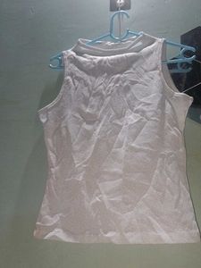 White Sleeveless Mock Neck Top