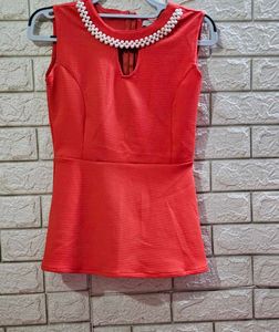 Mango Pearl-Embellished Sleeveless Peplum