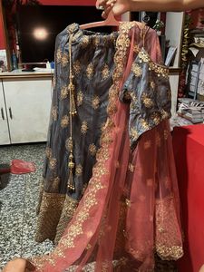 Exquisite Embroidered Grey Lehenga Skirt