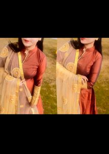 Ethnic long Gown with heavy dupatta