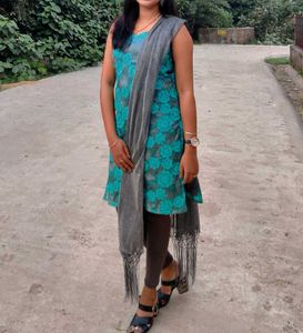Sparkly Grey Dupatta with Fringe