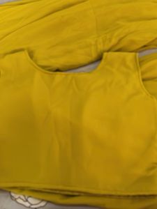 Yellow Embroidered Crop Top Palazzo with s
