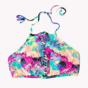 Colorful Tie-Dye Halter Bikini Top L