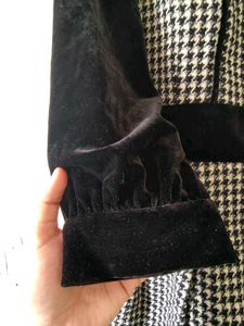 Vintage Houndstooth &amp; Velvet Dress