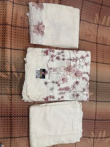 Elegant White Floral Pakistani Suit dress piece