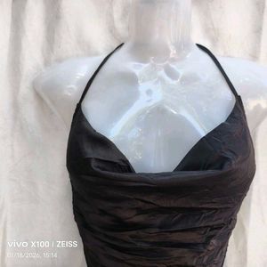 Satin Cowl Neck Halter Top