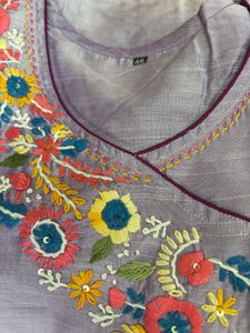 lavender Embroidered Kurta