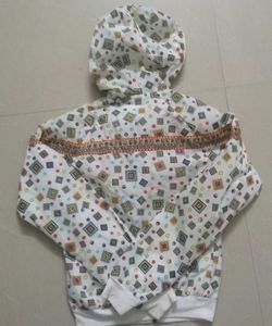 Nike White Geometric Print Hooded Jacket