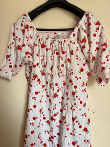 Floral Print Puff Sleeve Dress