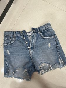 Zara Distressed Denim Shorts