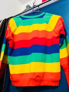 Rainbow Stripe Crewneck top