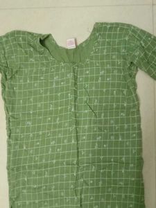Retro Green Grid Print Top
