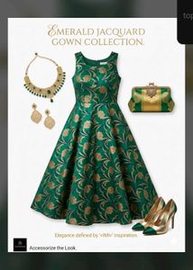 embellished dark green gown