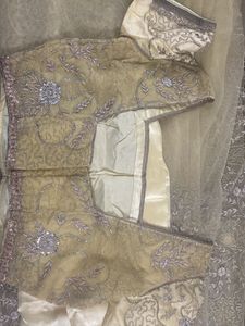 Lemon net designer saree with blouse