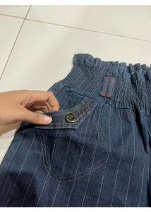 Cute Dress Type Denim Shorts With High Waist