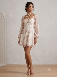 Floral Lace Puff Sleeve Dress