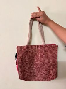 stylish pink jute tote bag