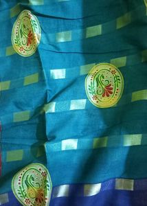 Teal Blue Saree with Oval Motifs