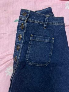 Denim Button-Front A-Line Skirt