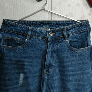 Trendy Ripped Wide Leg Jeans