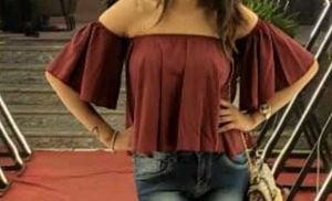 Maroon Off-Shoulder Flare Top