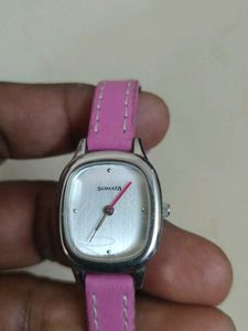 Sonata Pink Leather Strap Watch