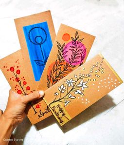 Handmade Artistic Greeting Cards Set of 4