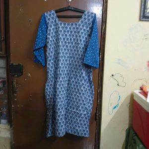 Blue Printed Cotton Kurta (two)
